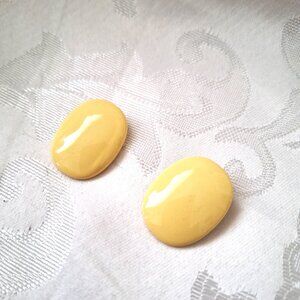 Yellow Metal 80's Vintage Earrings Retro Fun Party